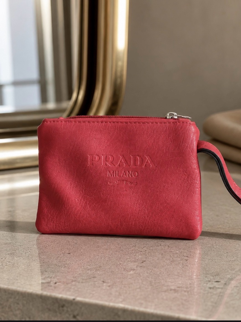 ❤️ Prada Red Leather Clutch Wristlet